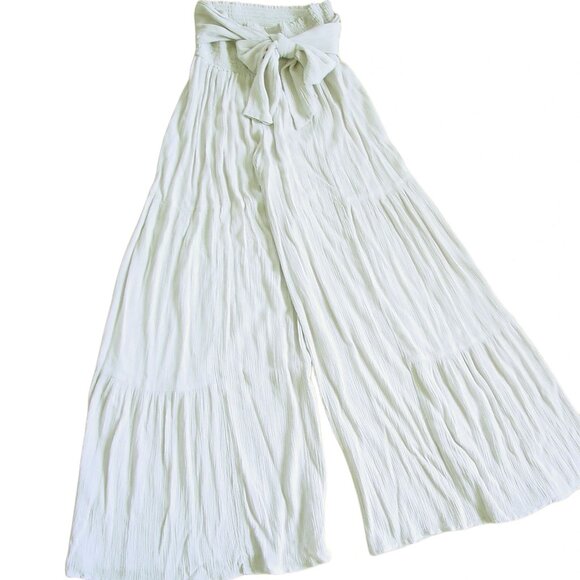 FINAL TOUCH Tiered Wide Leg Swingy Boho Palazzo Pants Women's L - Made in USA - Picture 1 of 8